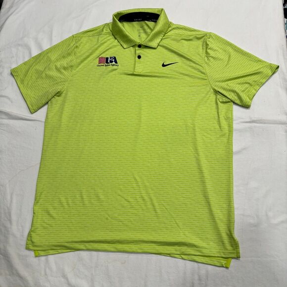 NIKE GOLF DRI-FIT Polo Shirt Highlighter Green Men's Size L Short Standard Fit - Picture 1 of 6